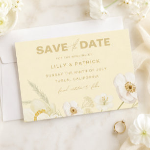 Reserva La Fecha Elegante boda moderna botánica de color amarillo m