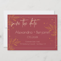 Elegante Boda Moderna Burgundy y Dorado