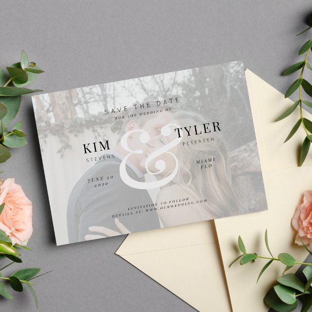 Reserva La Fecha Elegante boda moderna con foto personalizada en fa (Subido por el creador)