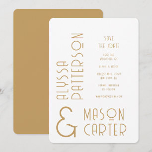 Reserva La Fecha Elegante Boda Moderna de Oro Save The Date