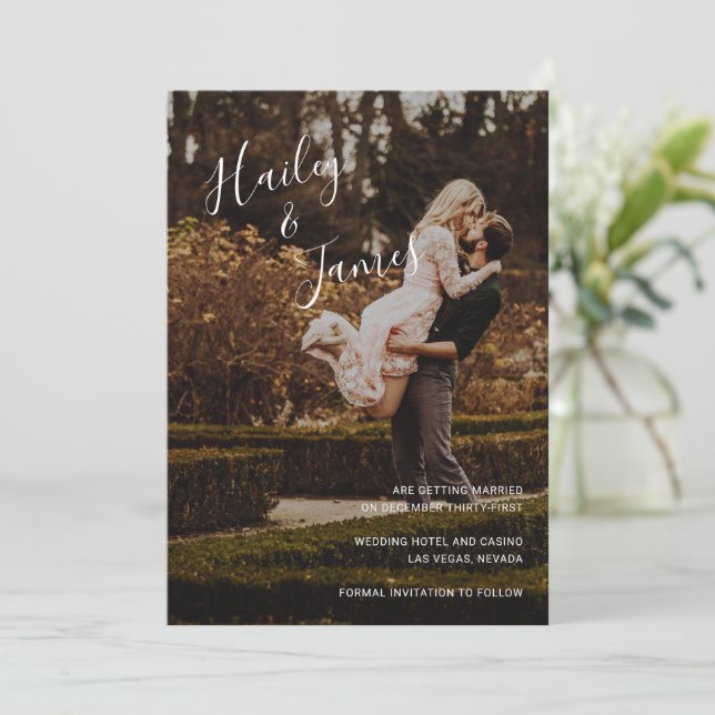 Reserva La Fecha Elegante Boda Moderna Fotografía (Anverso de pie)