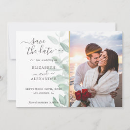 Reserva La Fecha Elegante boda moderno de eucalipto verde foto
