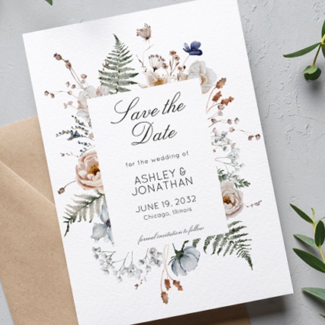 Reserva La Fecha Elegante Boda moderno de flores silvestres (Subido por el creador)