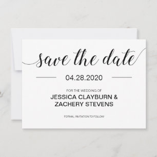 Reserva La Fecha Elegante Boda moderno negro y blanco