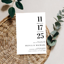 Reserva La Fecha Elegante Boda moderno negro y blanco