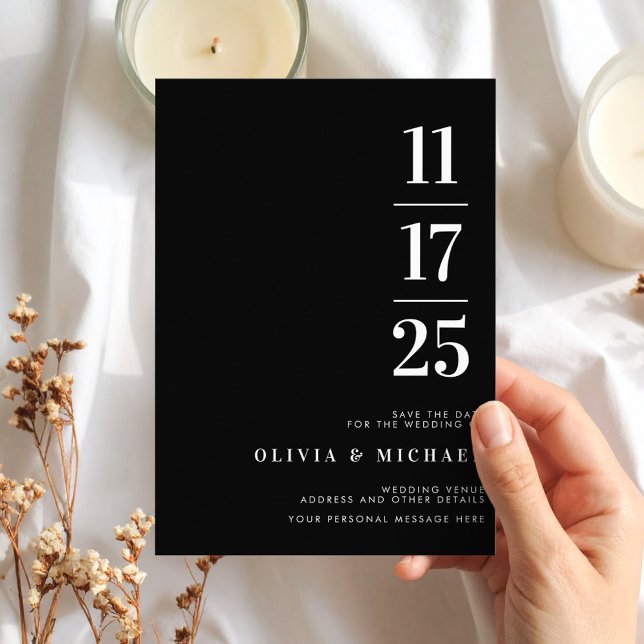 Reserva La Fecha Elegante Boda moderno negro y blanco (Subido por el creador)