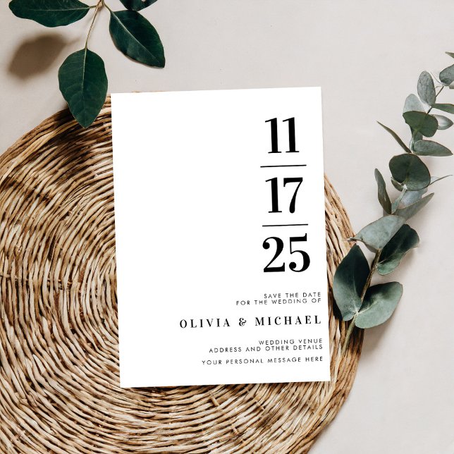 Reserva La Fecha Elegante Boda moderno negro y blanco (Subido por el creador)