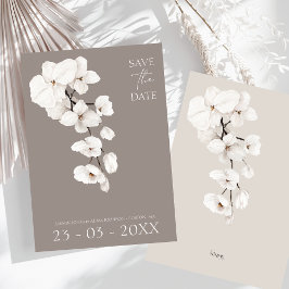 Reserva La Fecha Elegante Boda moderno Orquídea Blanca Gris