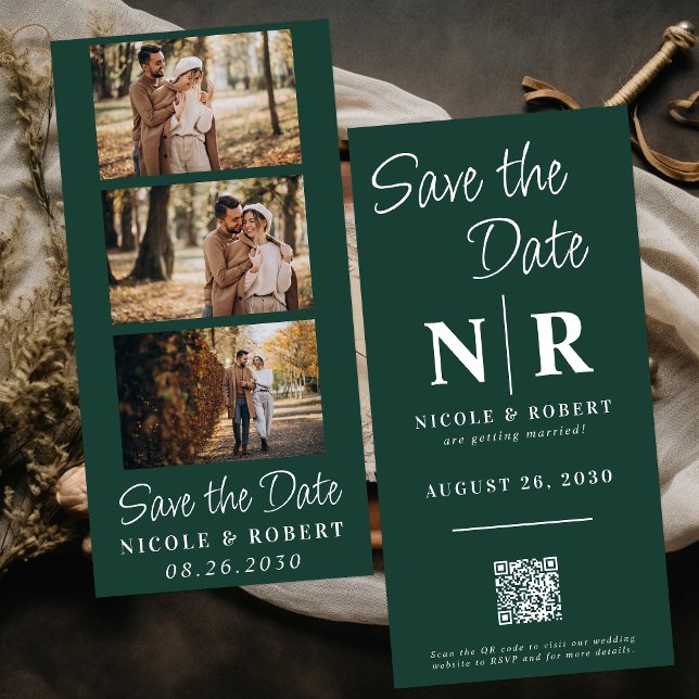 Reserva La Fecha Elegante Boda Monograma Tira fotográfica Código QR (Subido por el creador)