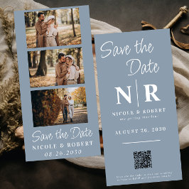 Reserva La Fecha Elegante Boda Monograma Tira fotográfica Código QR