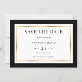 Reserva La Fecha Elegante Boda negro y oro