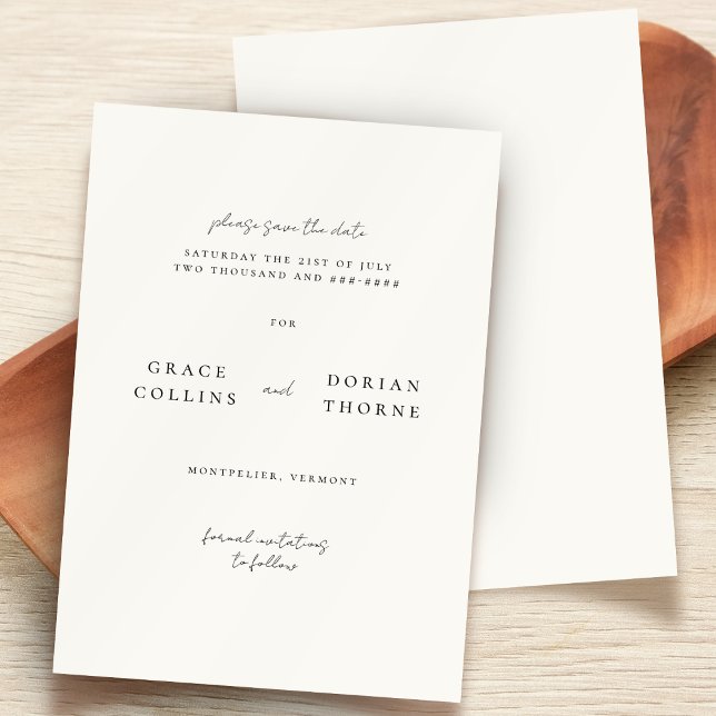 Reserva La Fecha Elegante Boda Neutral Blanco Marfil (Subido por el creador)