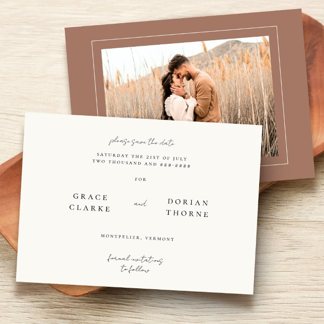 Reserva La Fecha Elegante Boda Neutral Mocha Mousse (Subido por el creador)