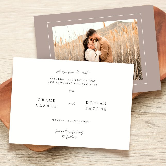 Reserva La Fecha Elegante Boda Neutral Mocha Mousse (Subido por el creador)