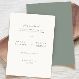 Reserva La Fecha Elegante Boda Neutral Verde Sage Simple