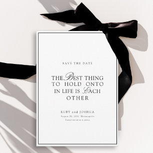 Reserva La Fecha Elegante Boda Real de Blanco y Negro