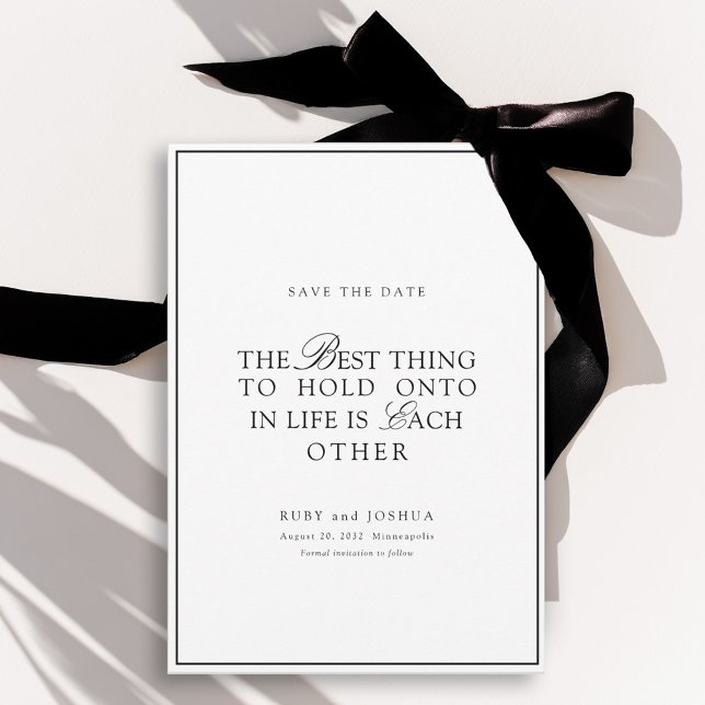 Reserva La Fecha Elegante Boda Real de Blanco y Negro (Elegant Royal White & Black Wedding Save The Date)