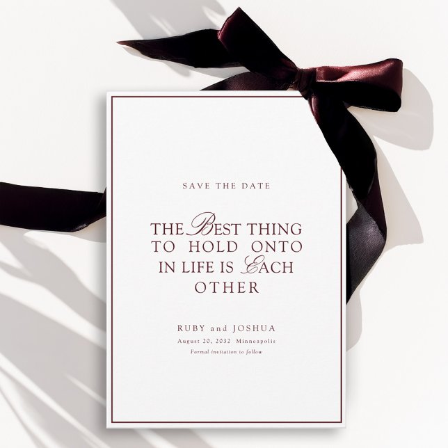 Reserva La Fecha Elegante Boda Real de Borgoña y Blanco (Elegant Royal Burgundy & White Wedding Save The Date)