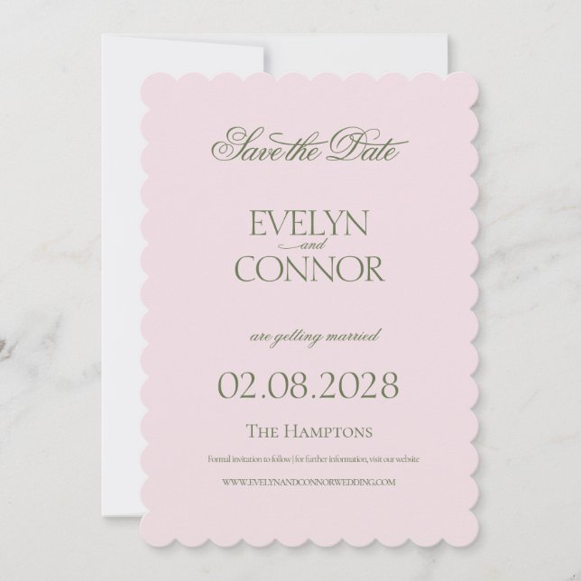 Reserva La Fecha Elegante Boda Rococo Salva La Fecha (Anverso)