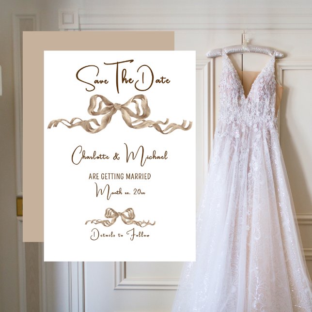 Reserva La Fecha Elegante Boda Romántica con Cinta (Elegant Romantic Ribbon Wedding Save The Date)