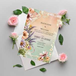 Reserva La Fecha Elegante Boda romántico de encaje floral vintage