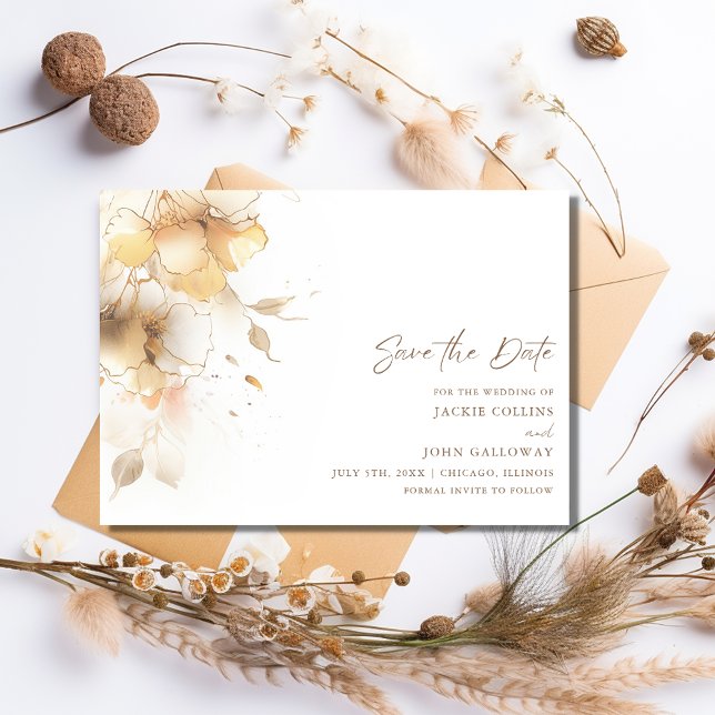 Reserva La Fecha Elegante Boda romántico floral de otoño (Elegant Romantic Fall Floral Wedding Save The Date)