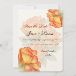 Reserva La Fecha Elegante Boda Rosas de acuarela Pastel Petals