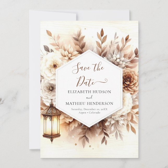 Reserva La Fecha Elegante Boda Rústico Imprimible (Anverso)