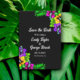 Reserva La Fecha Elegante Boda Rústico Tropical Boho Black Floral