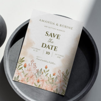 Reserva La Fecha Elegante Boda simple de flores silvestres