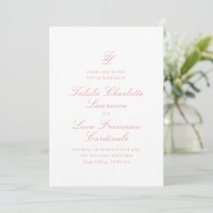 Reserva La Fecha Elegante Boda tradicional rosa coral