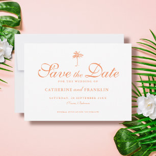 Reserva La Fecha Elegante Boda Tropical Palm Tree