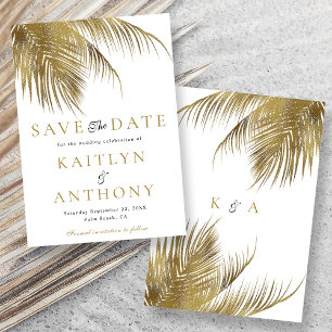 Reserva La Fecha Elegante Boda Tropical Palm Tree Beach