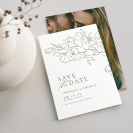 Reserva La Fecha Elegante boda verde de salvia floral a mano