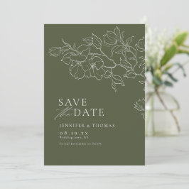 Reserva La Fecha Elegante boda verde de salvia floral a mano