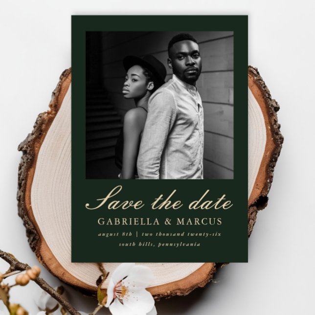 Reserva La Fecha Elegante Boda Verde Fotográfica Salvar La Fecha (Subido por el creador)