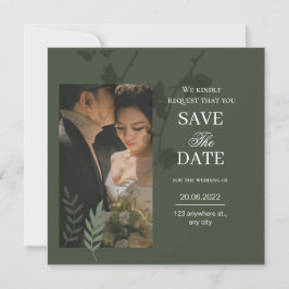 Reserva La Fecha Elegante boda verde oliva personalizable 