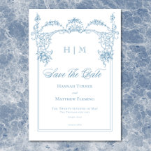 Elegante Boda Victoriana Chinoiserie Azul Francés