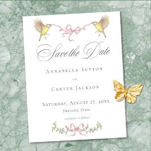 Reserva La Fecha Elegante boda victoriana con lazo floral pastel