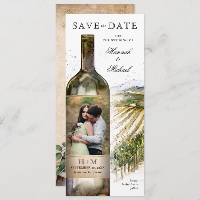 Reserva La Fecha Elegante Boda Vineyard (Anverso / Reverso)