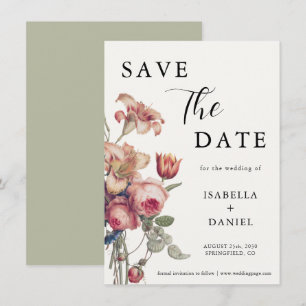 Reserva La Fecha Elegante Bodas con Letra Floral Guardar la Fecha