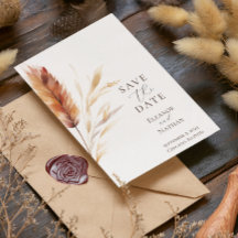 Elegante Boho Acuarela Pampas Boda de Otoño