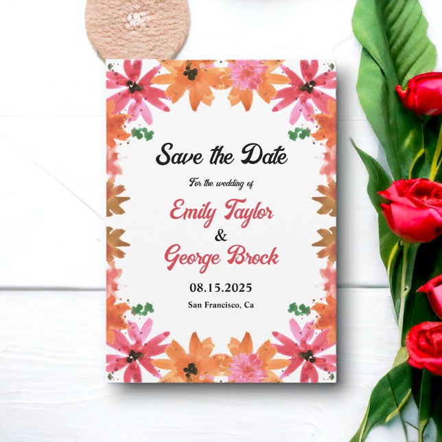 Reserva La Fecha Elegante Boho Country Rosas Floral Fall Wedding (Subido por el creador)