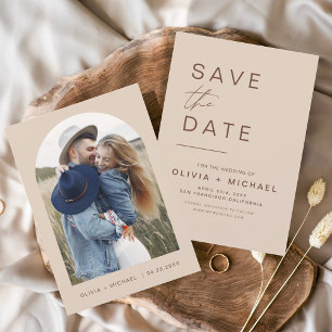 Reserva La Fecha Elegante Boho Guardar la Fecha Foto Minimalista