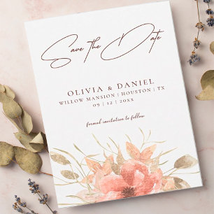 Reserva La Fecha Elegante Boho Rosa Acuarela de Boda Guardar la Fec