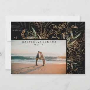 Reserva La Fecha Elegante Boho Sage Eucalyptus Premium Black Foto