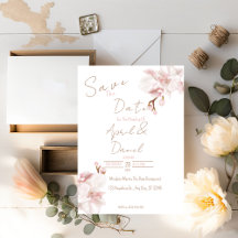 Elegante Boho Salva la Fecha Orquídea Rosa Suave
