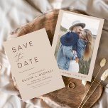 Reserva La Fecha Elegante Boho salva la foto de fecha Minimalista<br><div class="desc">Boda Boho Terracotta Salven las tarjetas de fecha que tienen una foto en el frente. Las tarjetas Save the Date contienen una moderna tipografía de escritura cursiva con letras a mano que son elegantes,  simples y modernas para usar después de la minimalista celebración del día de la boda.</div>