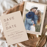 Reserva La Fecha Elegante Boho salva la foto de fecha Minimalista<br><div class="desc">Boda Boho Terracotta Salven las tarjetas de fecha que tienen una foto en el frente. Las tarjetas Save the Date contienen una moderna tipografía de escritura cursiva con letras a mano que son elegantes,  simples y modernas para usar después de la minimalista celebración del día de la boda.</div>