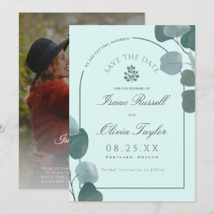 Reserva La Fecha Elegante Boho Watercolor Eucalyptus Arch Foto